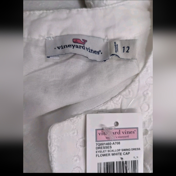 NWT Vineyard Vines Eyelet Scallop Dress Girls 12 White Sheath Sleeveless - Picture 7 of 7